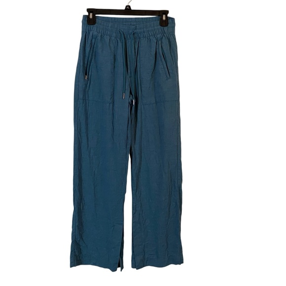 Athleta Pants - 🚫sold🚫 Athleta Cabo Linen Pants Womens 0 28x28 Blue High Rise 100% Linen Lounge
